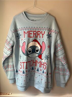 Merry Stitchmas Light -up Blue Holiday Sweatshirt
